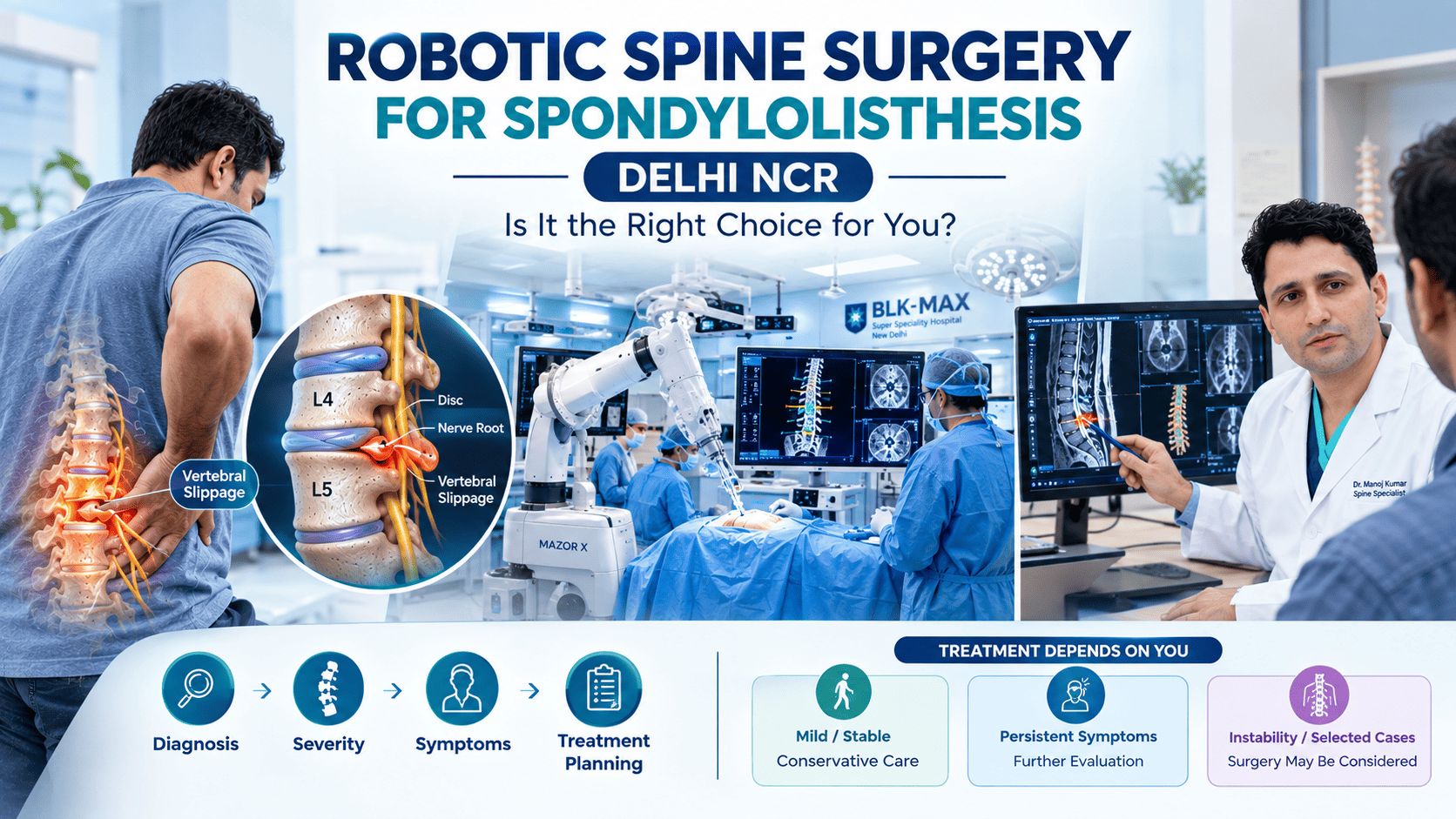Robotic Spine Surgery for Spondylolisthesis in Delhi NCR | Dr Manoj Kumar Spine Specialist